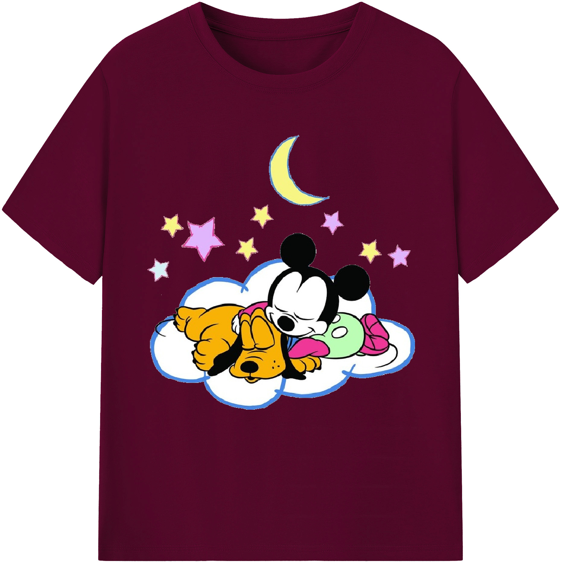 （画像用） ミッキーマウス Mickey Mouse レディースカジュアルプリントTシャツ（綿100％）